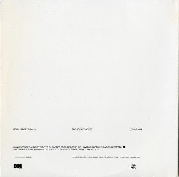 Keith Jarrett - The Köln Concert (2xLP, Album, RE, Wak)
