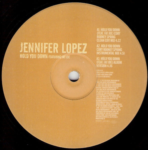 Jennifer Lopez : Hold You Down (12", Single)