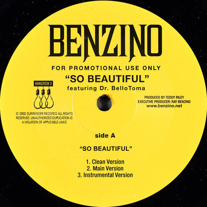 Benzino - So Beautiful b/w Figadoh (Remix) (12", Single, Promo)
