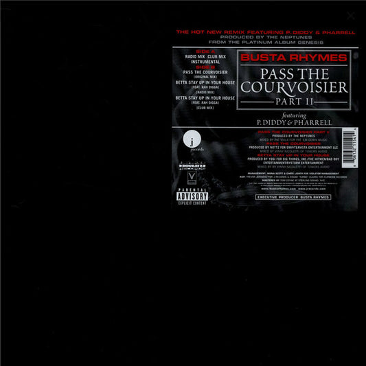 Busta Rhymes Featuring P. Diddy & Pharrell Williams : Pass The Courvoisier Part II (12", Single)