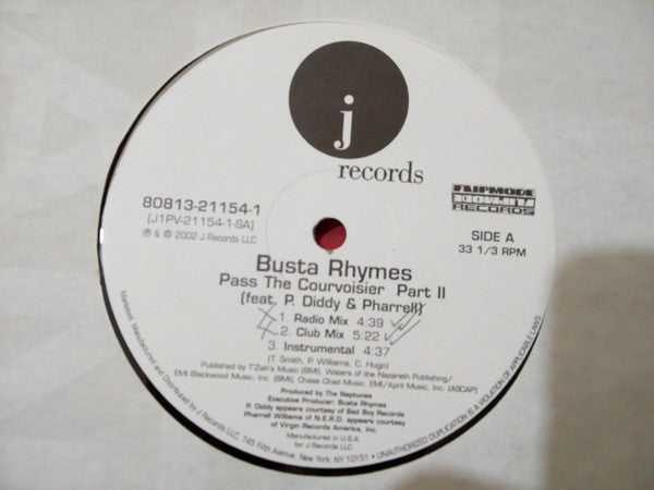 Busta Rhymes Featuring P. Diddy & Pharrell Williams : Pass The Courvoisier Part II (12", Single)