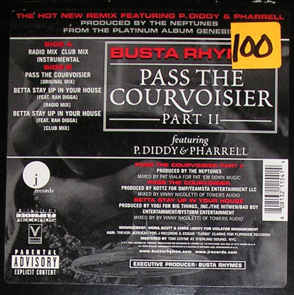 Busta Rhymes Featuring P. Diddy & Pharrell Williams : Pass The Courvoisier Part II (12", Single)