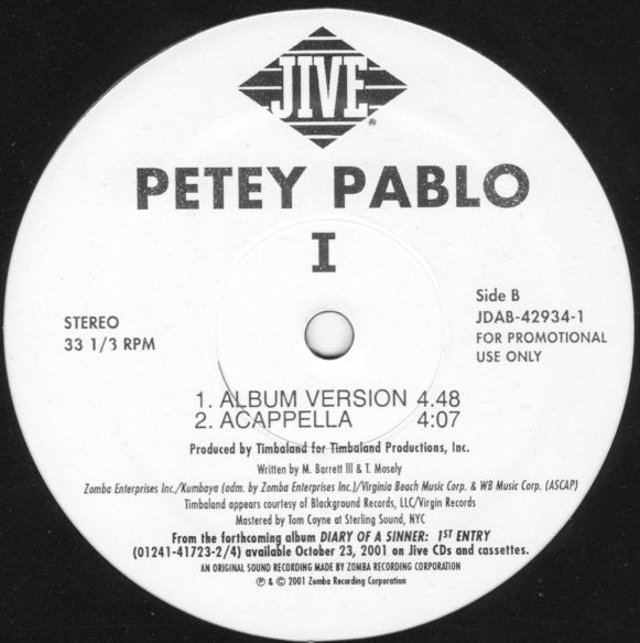 Petey Pablo - I (12", Promo)