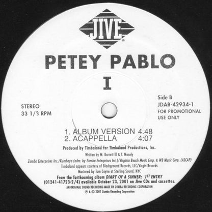 Petey Pablo - I (12", Promo)