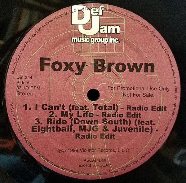 Foxy Brown - I Can't (12", Single, Promo)