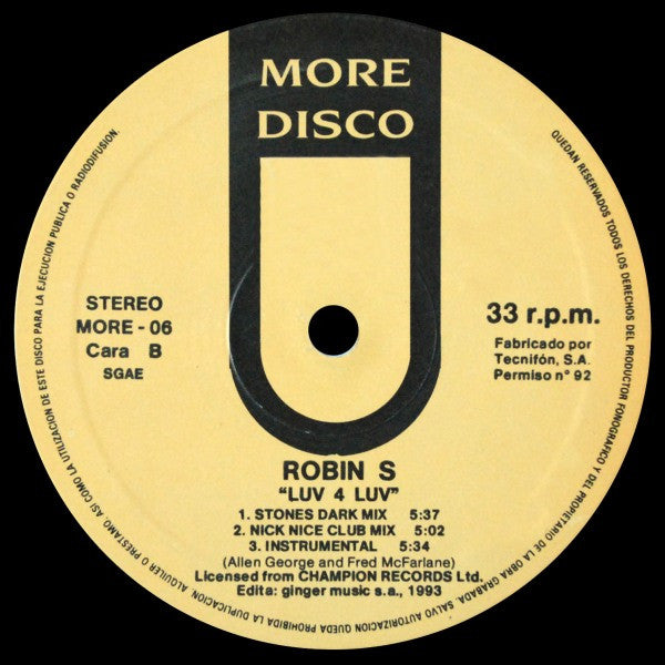 Robin S. : Luv 4 Luv (12")