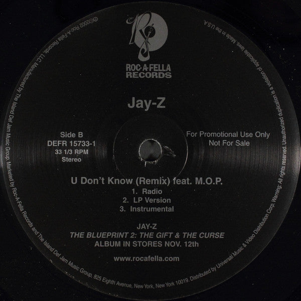 Jay-Z - Hovi Baby / U Don't Know (Remix) (12", Promo)