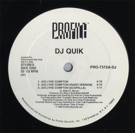 DJ Quik - Jus Lyke Compton (12", Promo)