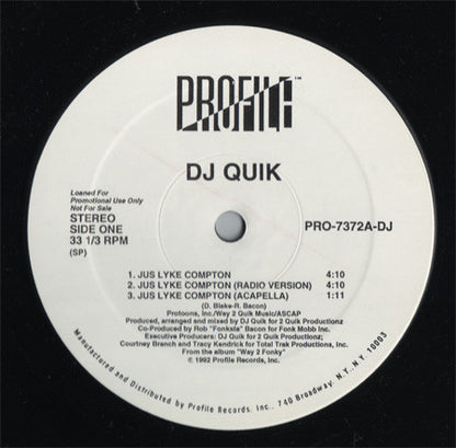 DJ Quik - Jus Lyke Compton (12", Promo)