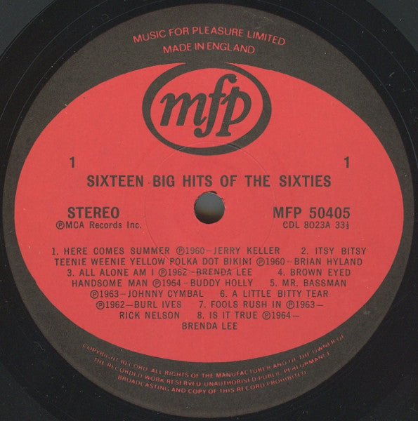 Various : 16 Big Hits Of The 60's (LP, Comp, RE)