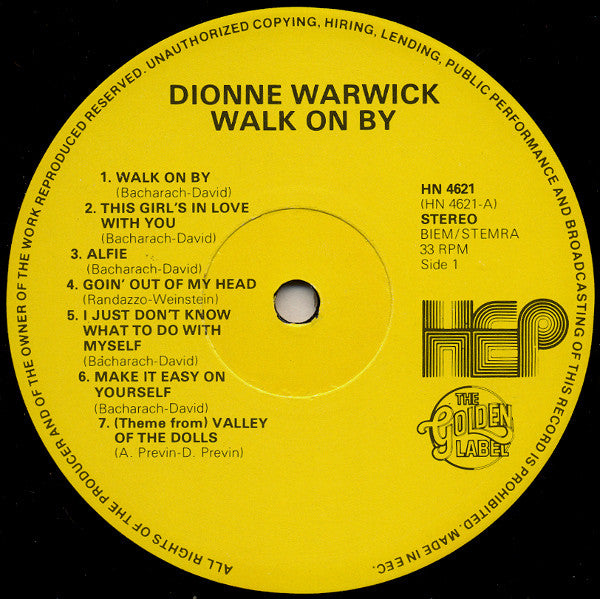 Dionne Warwick - Walk On By (LP, Comp)