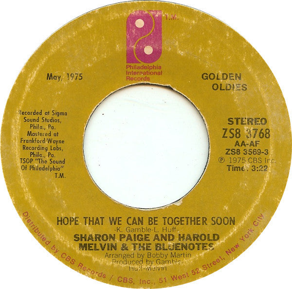 Harold Melvin And The Blue Notes : Where Are All My Friends / Hope That We Can Be Together Soon (7", RE)