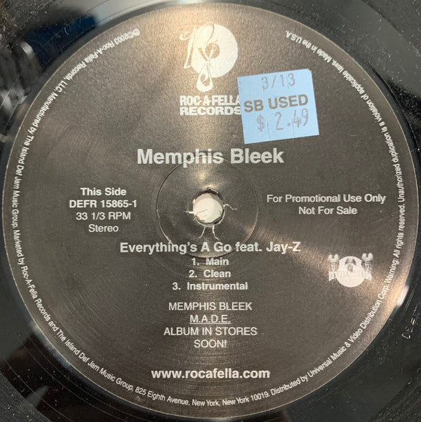 Memphis Bleek : Everything's A Go / We Ballin' (12", Single, Promo)
