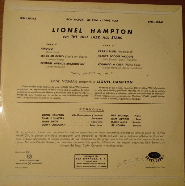 Lionel Hampton And The Just Jazz All Stars : Lionel Hampton And The Just Jazz All Stars (LP, Album)