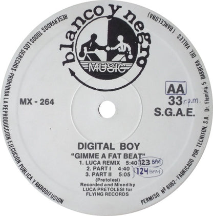 Digital Boy - Gimme A Fat Beat (Remix) (12", Maxi)