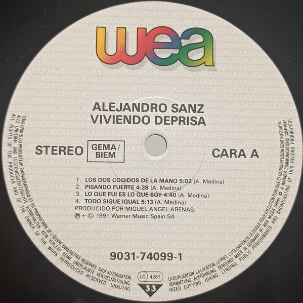 Alejandro Sanz : Viviendo Deprisa (LP, Album)