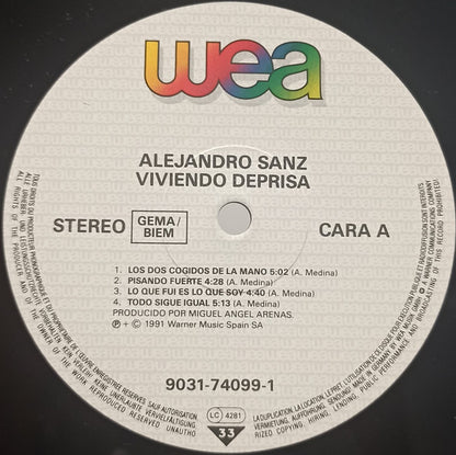 Alejandro Sanz : Viviendo Deprisa (LP, Album)