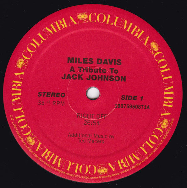 Miles Davis : A Tribute To Jack Johnson (LP, Album, RE)