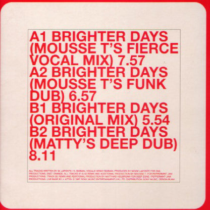 Big Moses Featuring Kenny Bobian* : Brighter Days (12")