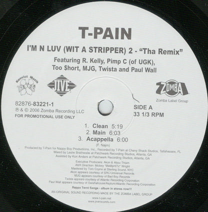 T-Pain - I'm N Luv (Wit A Stripper) 2 - "Tha Remix" (12", Promo)