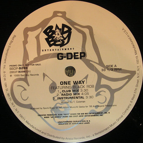 G-Dep - One Way (12", Promo)
