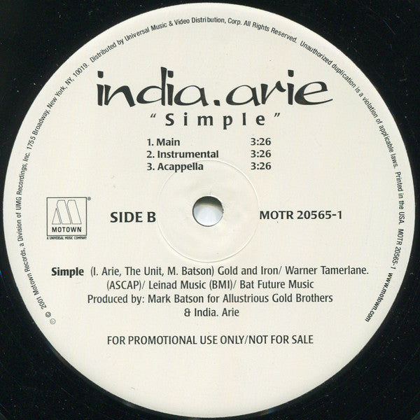 India.Arie - Simple (12", Promo)