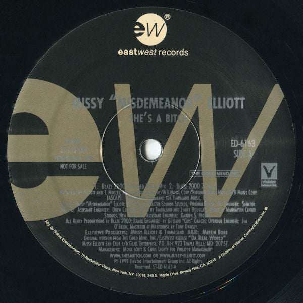 Missy Elliott : She's A Bitch (Blaze 2000 Remixes) (12", Promo)