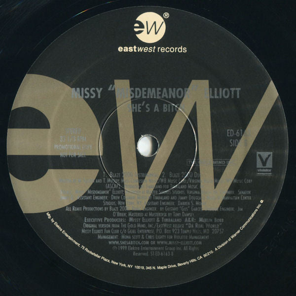 Missy Elliott : She's A Bitch (Blaze 2000 Remixes) (12", Promo)