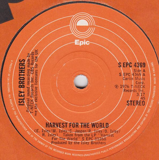 The Isley Brothers : Harvest For The World (7", RE, Ora)