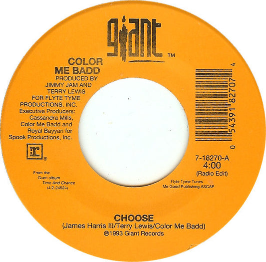 Color Me Badd : Choose (7", Single, Spe)