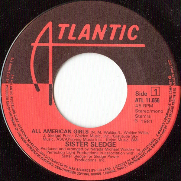 Sister Sledge : All American Girls (7", Single)