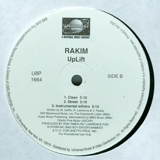 Rakim : All Night Long / Uplift (12", Promo)