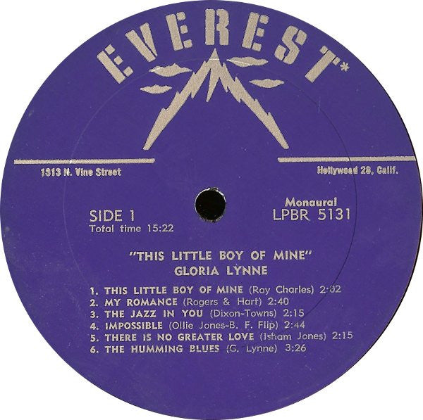 Gloria Lynne : This Little Boy Of Mine (LP, Album, Mono)