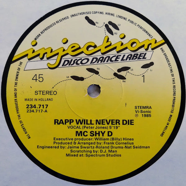 MC Shy D - Rapp Will Never Die (12", Gen)