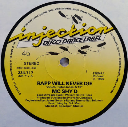 MC Shy D - Rapp Will Never Die (12", Gen)