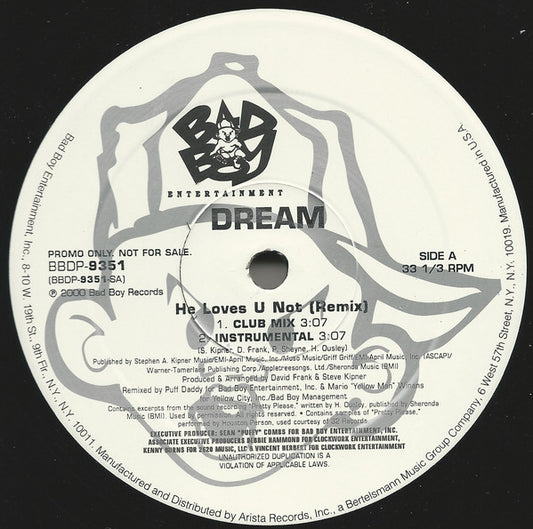 Dream - He Loves U Not (Remix) (12", Single, Promo)