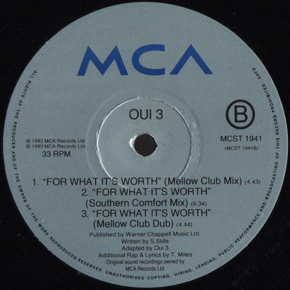 Oui 3 : For What It's Worth (Soulpower Mix) (12", Single)