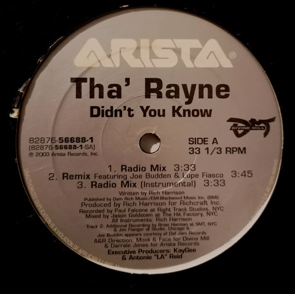 Tha' Rayne : Didn't You Know (12")
