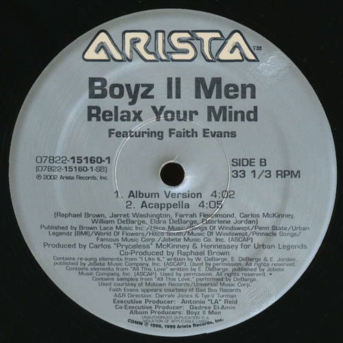 Boyz II Men Featuring Faith Evans : Relax Your Mind (12")