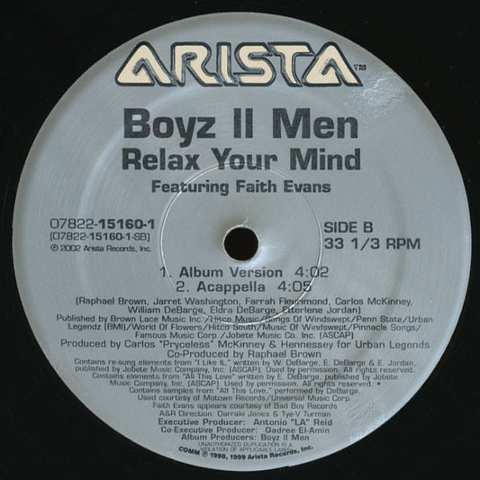 Boyz II Men Featuring Faith Evans : Relax Your Mind (12")