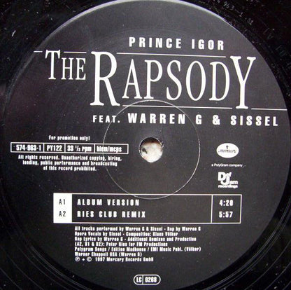 The Rapsody Feat. Warren G & Sissel : Prince Igor (12", Promo)