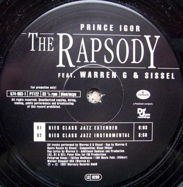The Rapsody Feat. Warren G & Sissel : Prince Igor (12", Promo)