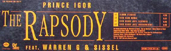The Rapsody Feat. Warren G & Sissel : Prince Igor (12", Promo)