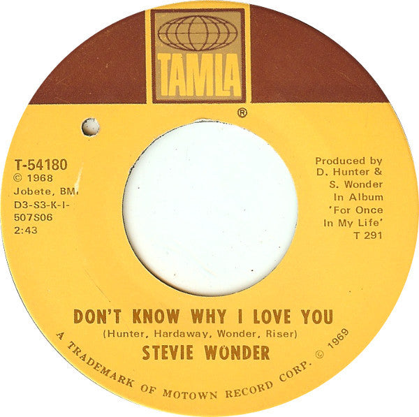 Stevie Wonder - My Cherie Amour / Don't Know Why I Love You (7", Single)