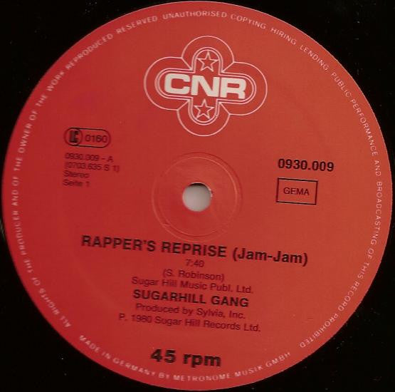 Sugarhill Gang : Rapper's Reprise (Jam Jam) (12", Sup)