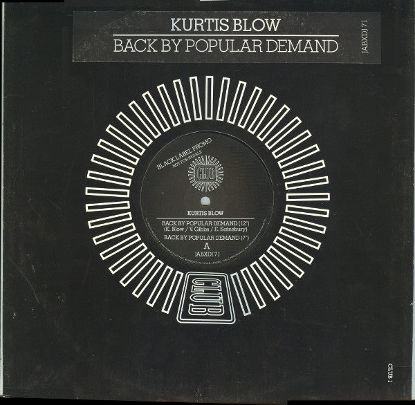 Kurtis Blow : Back By Popular Demand (12", Promo)