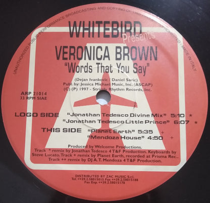 Whitebird Presents Veronica Brown : Words That You Say (12")