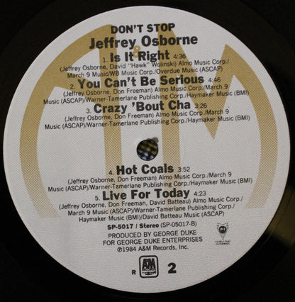 Jeffrey Osborne - Don't Stop (LP, Album, R)
