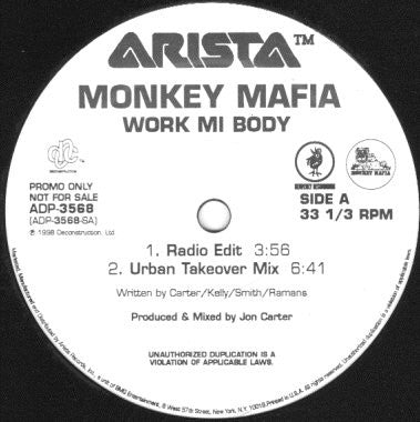 Monkey Mafia : Work Mi Body (12", Promo)