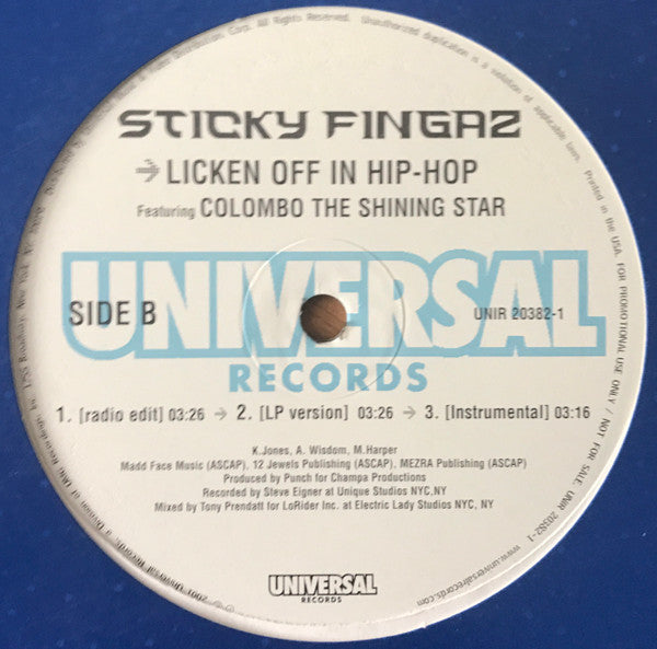 Sticky Fingaz - Baby Brother / Licken Off In Hip Hop (12", Promo)
